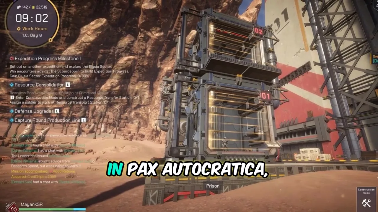 Pax Autocratica moving a captive from holding into a prison cell
